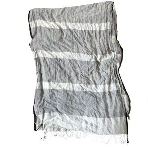 light weight white and black striped blanket scarf!